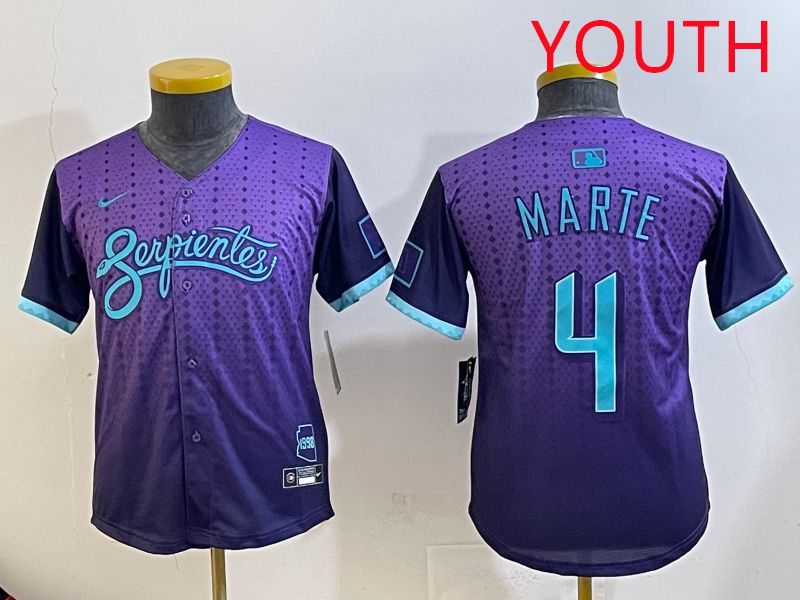 Youth Arizona Diamondback #4 Marte Purple Joint Name 2025 Nike MLB Jersey style 31